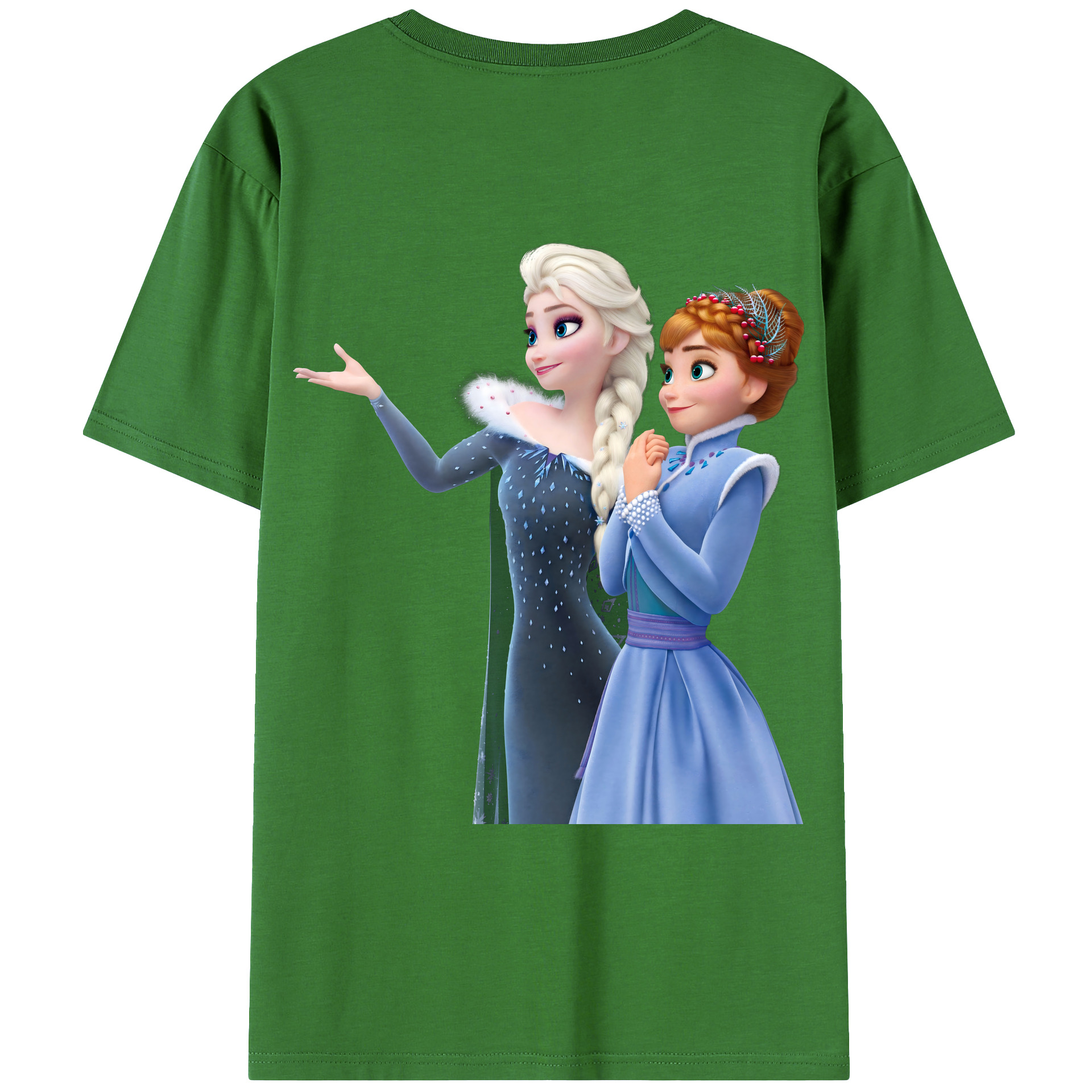 （画像用） アナと雪の女王 アンナ エルサ Frozen Anna Elsa レディース半袖Tシャツ(バックプリント)